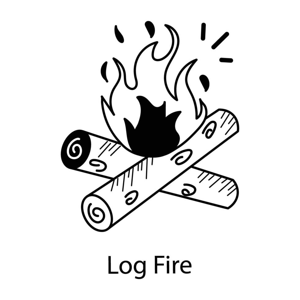 Trendy Log Fire vector