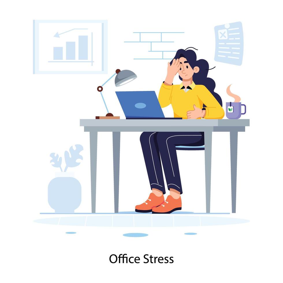 Trendy Office Stress vector