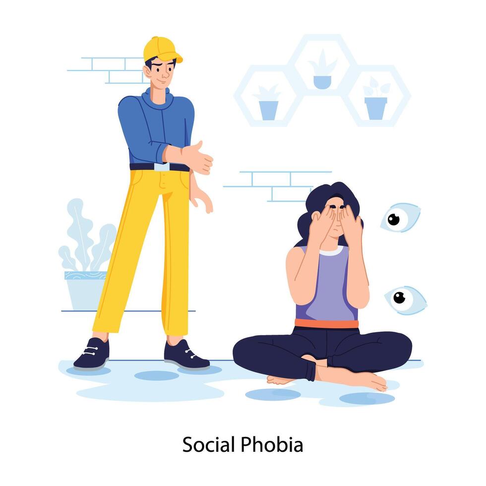 Trendy Social Phobia vector