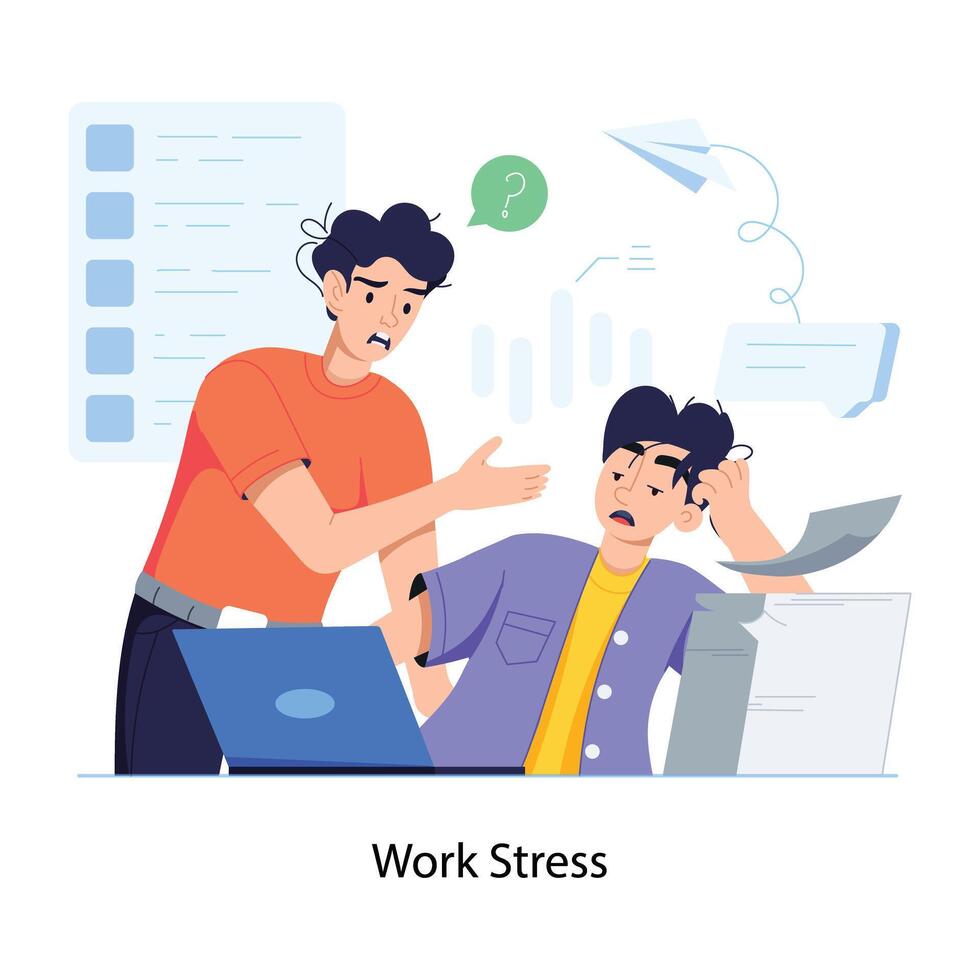 Trendy Work Stress vector