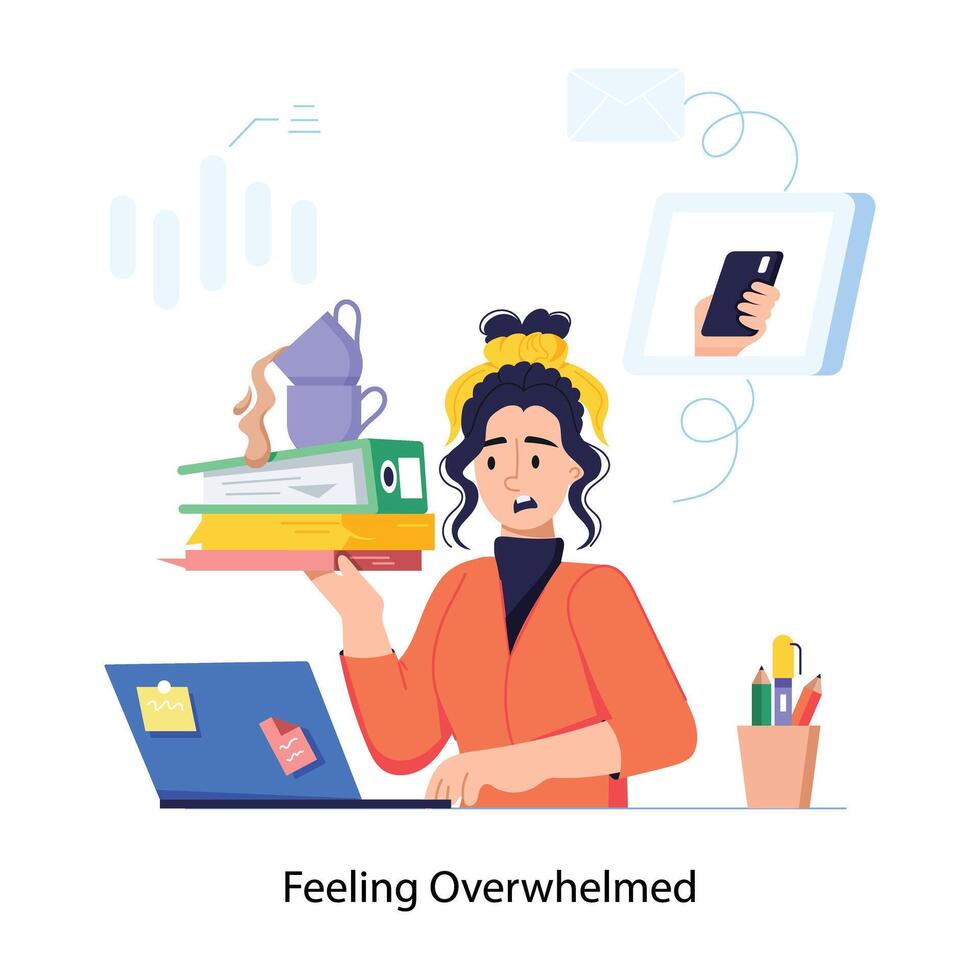Trendy Feeling Overwhelmed vector