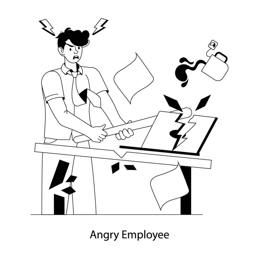Trendy Angry Employee vector