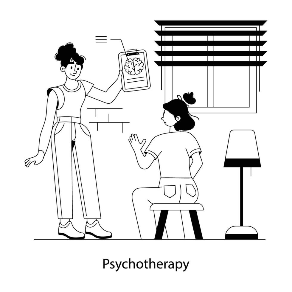 Trendy Psychotherapy Concepts vector