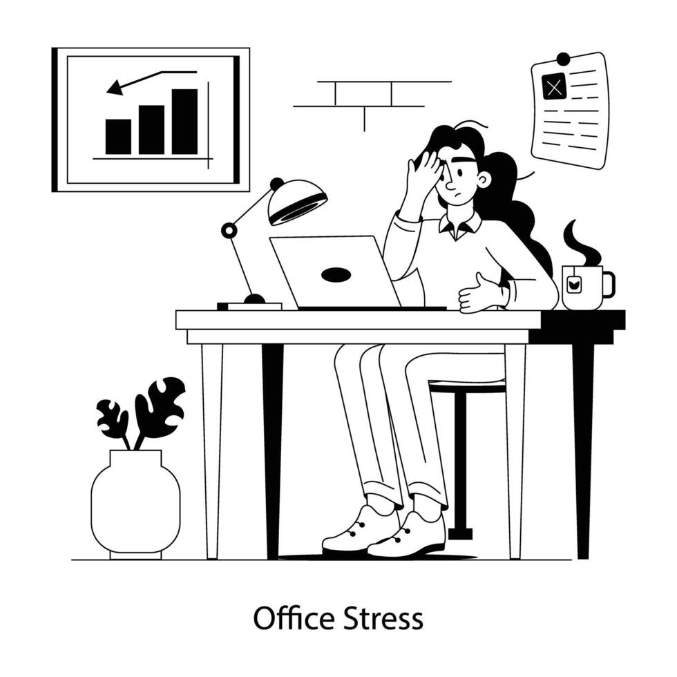 Trendy Office Stress vector