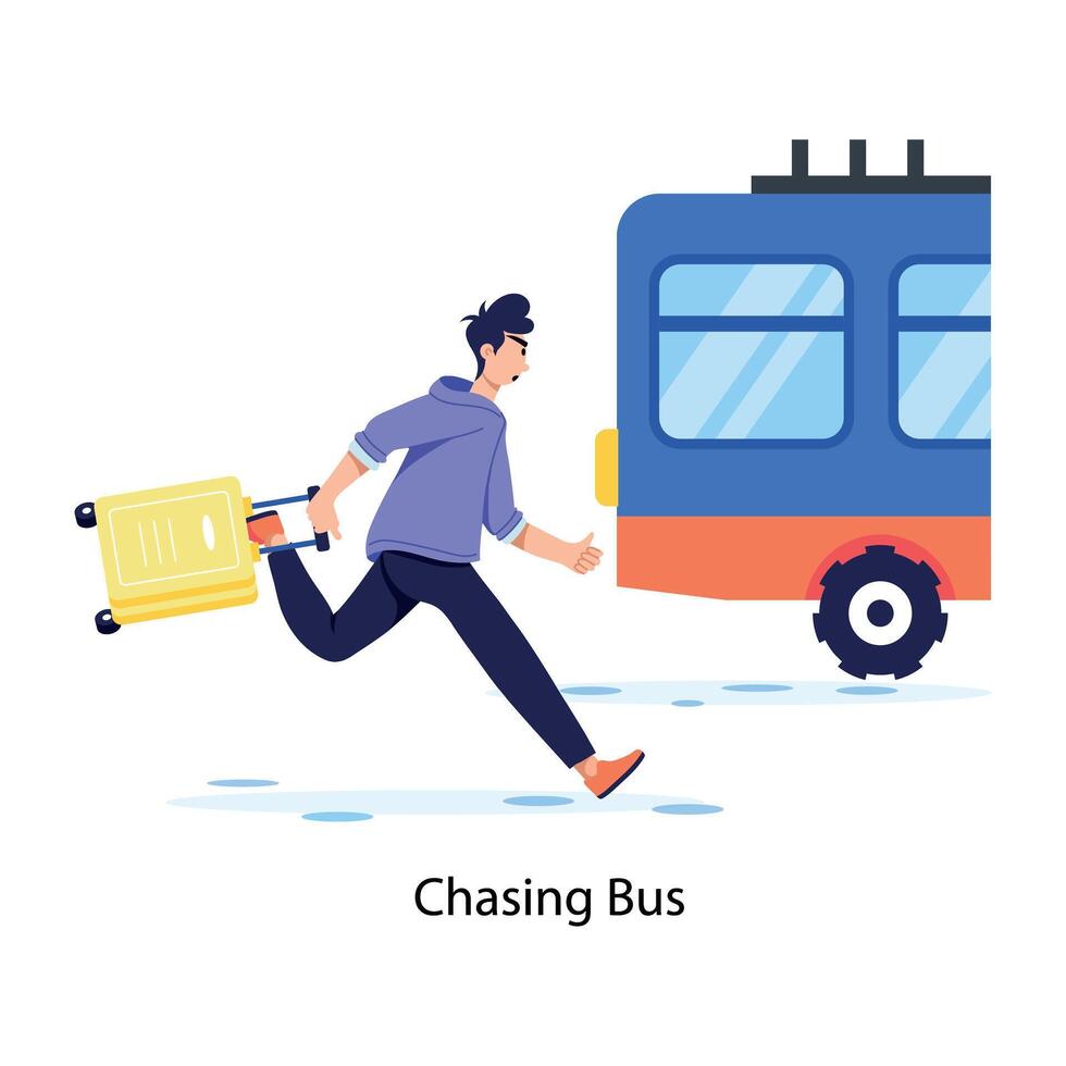 Trendy Chasing Bus vector