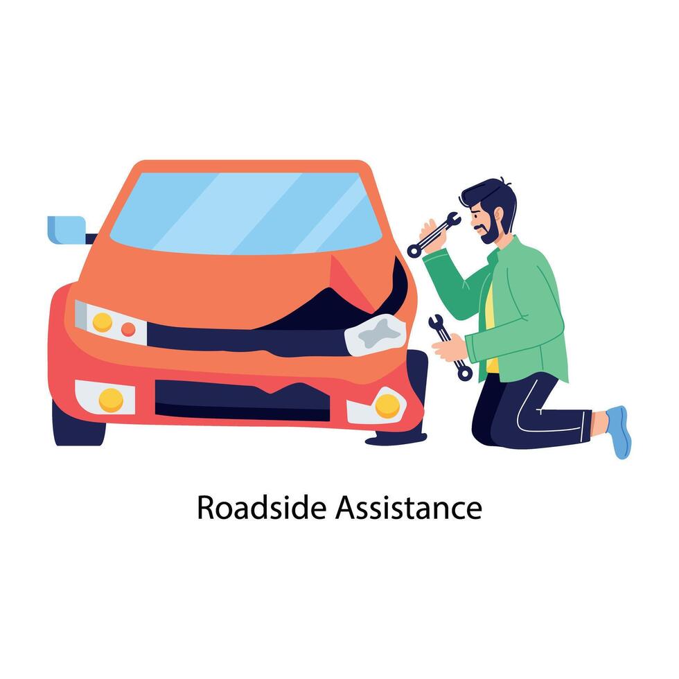 Trendy Roadside Assistance vector