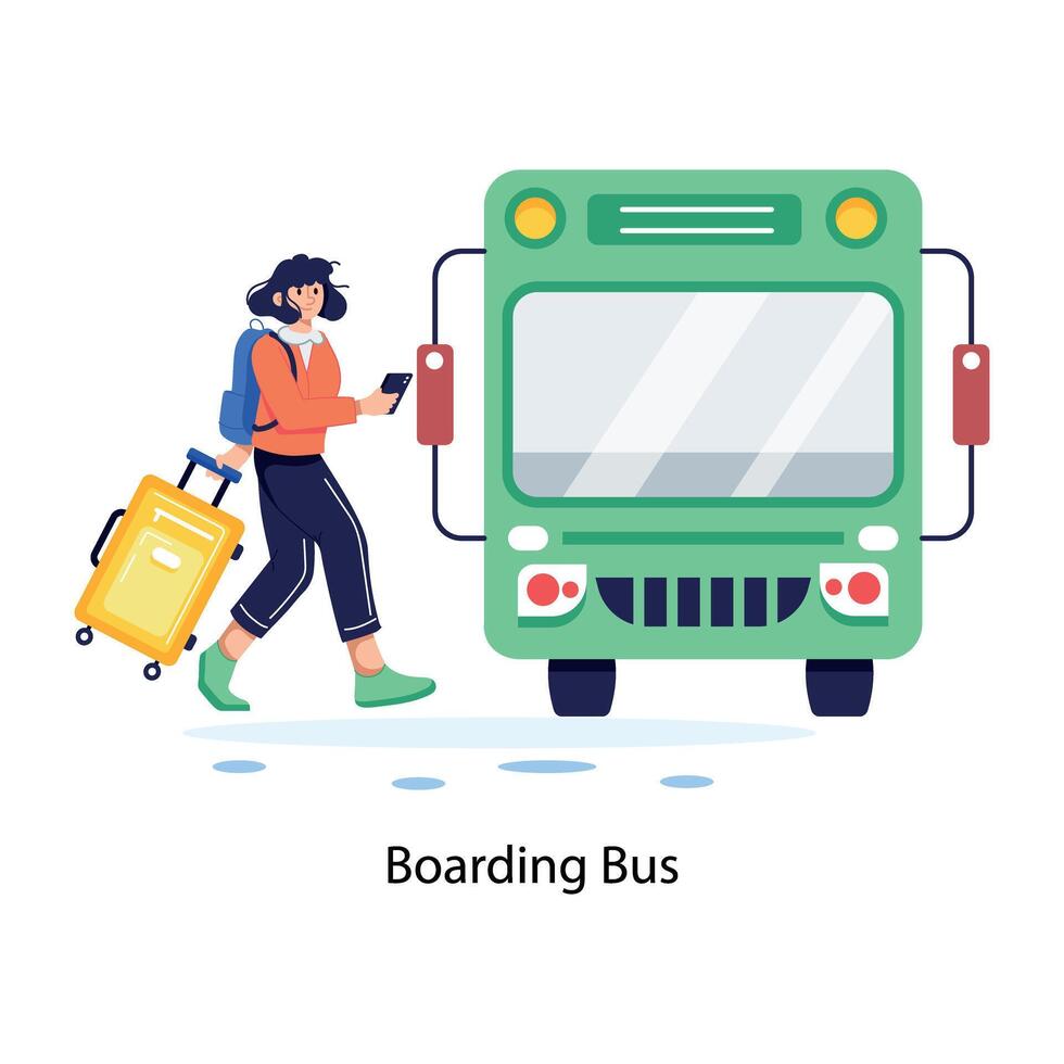 Trendy Boarding Bus vector