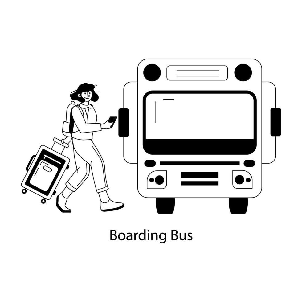 Trendy Boarding Bus vector