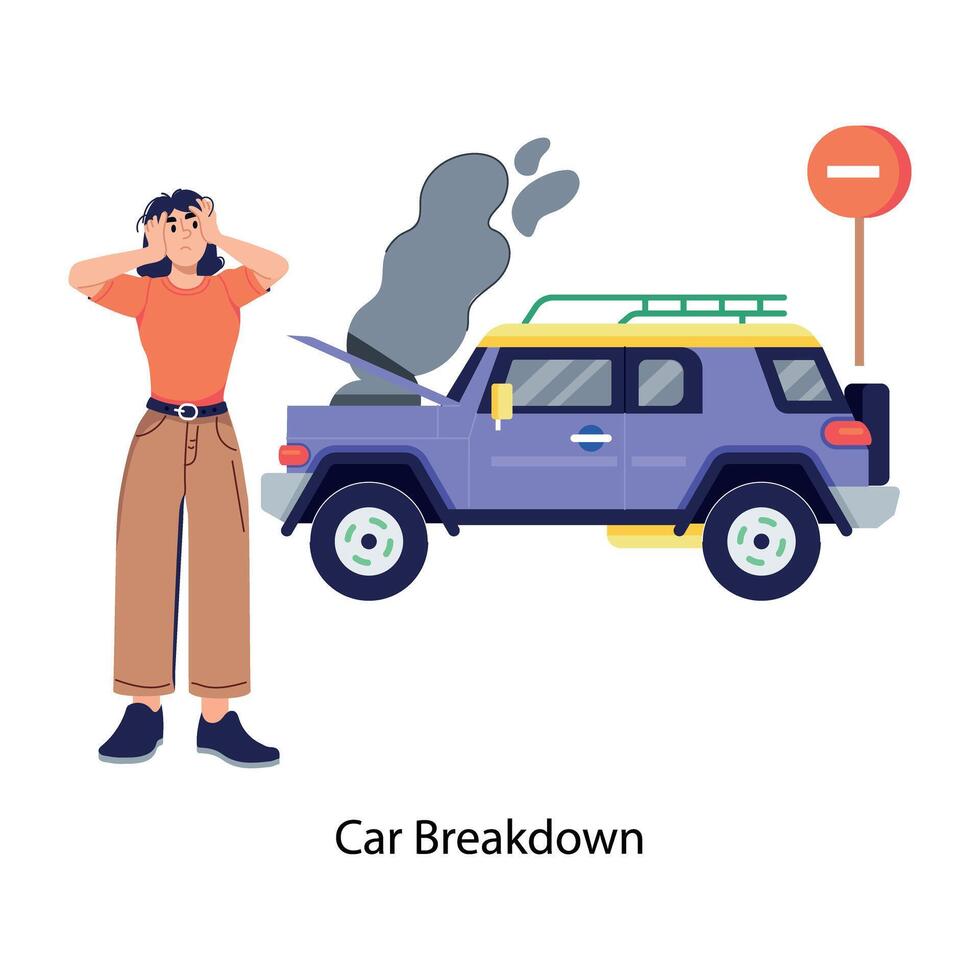 Trendy Car Breakdown vector