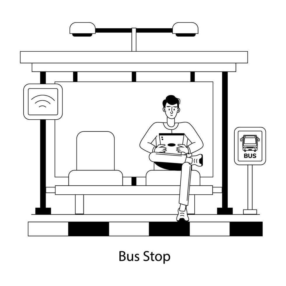 Trendy Bus Stop vector