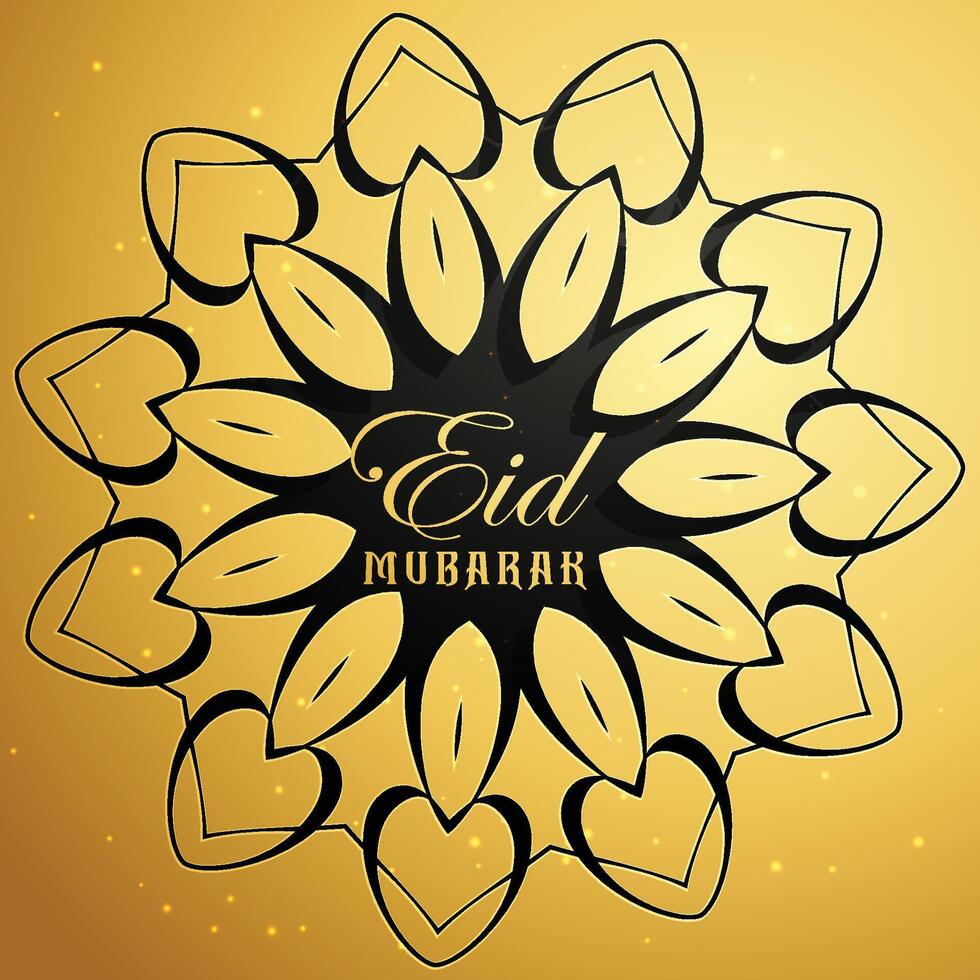 eid mubarak card with mandala design vector