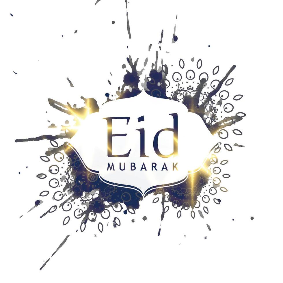 abstract ink splatter eid mubarak design background vector