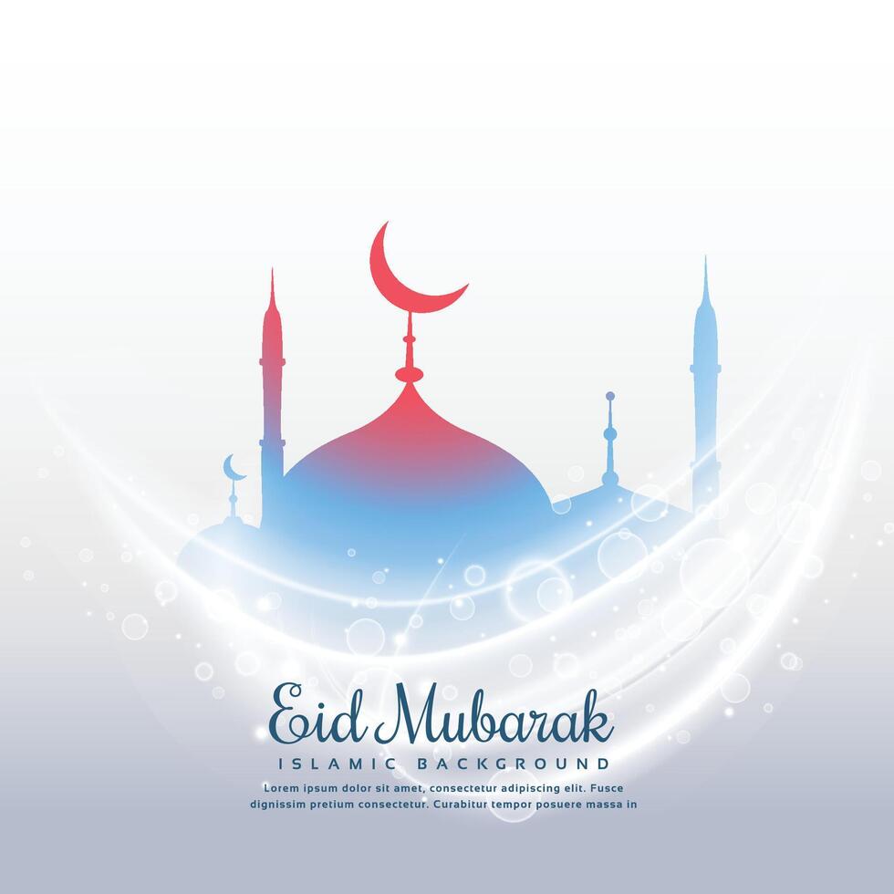 awesome eid festival background with mosque and light effect vector