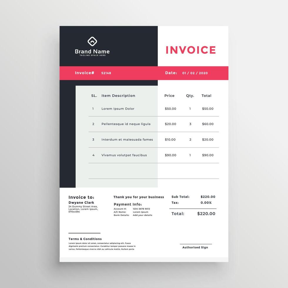 creative invoice temaplate design for your business vector