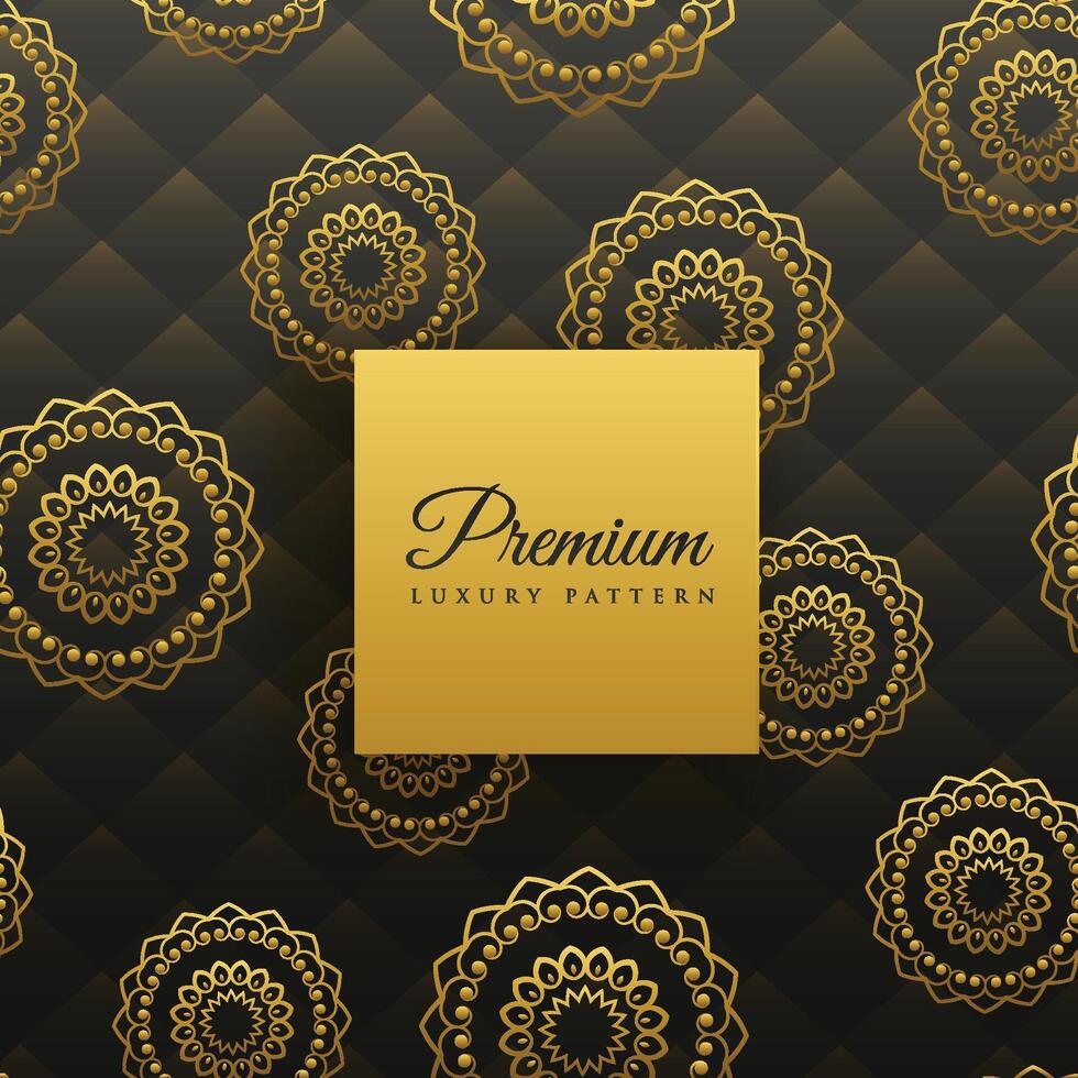 premium golden mandala seamless pattern vector