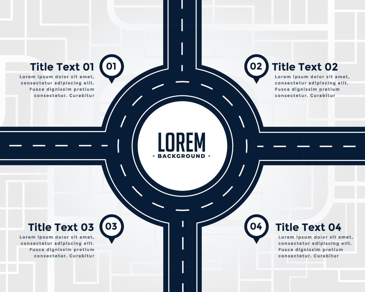 la carretera infografía cuatro pasos modelo vector