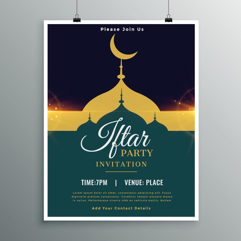 ramadan kareem iftar party invitation template vector