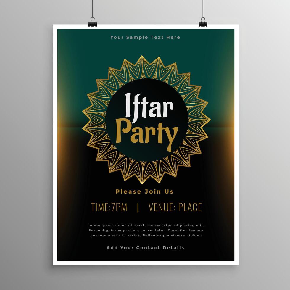muslim iftar party celebration invitation template vector