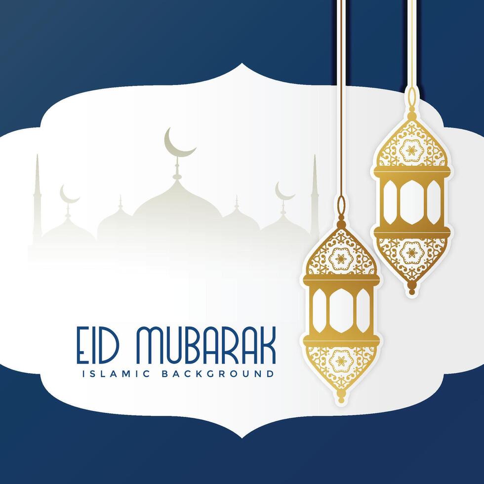 eid Mubarak encantador saludo tarjeta diseño vector