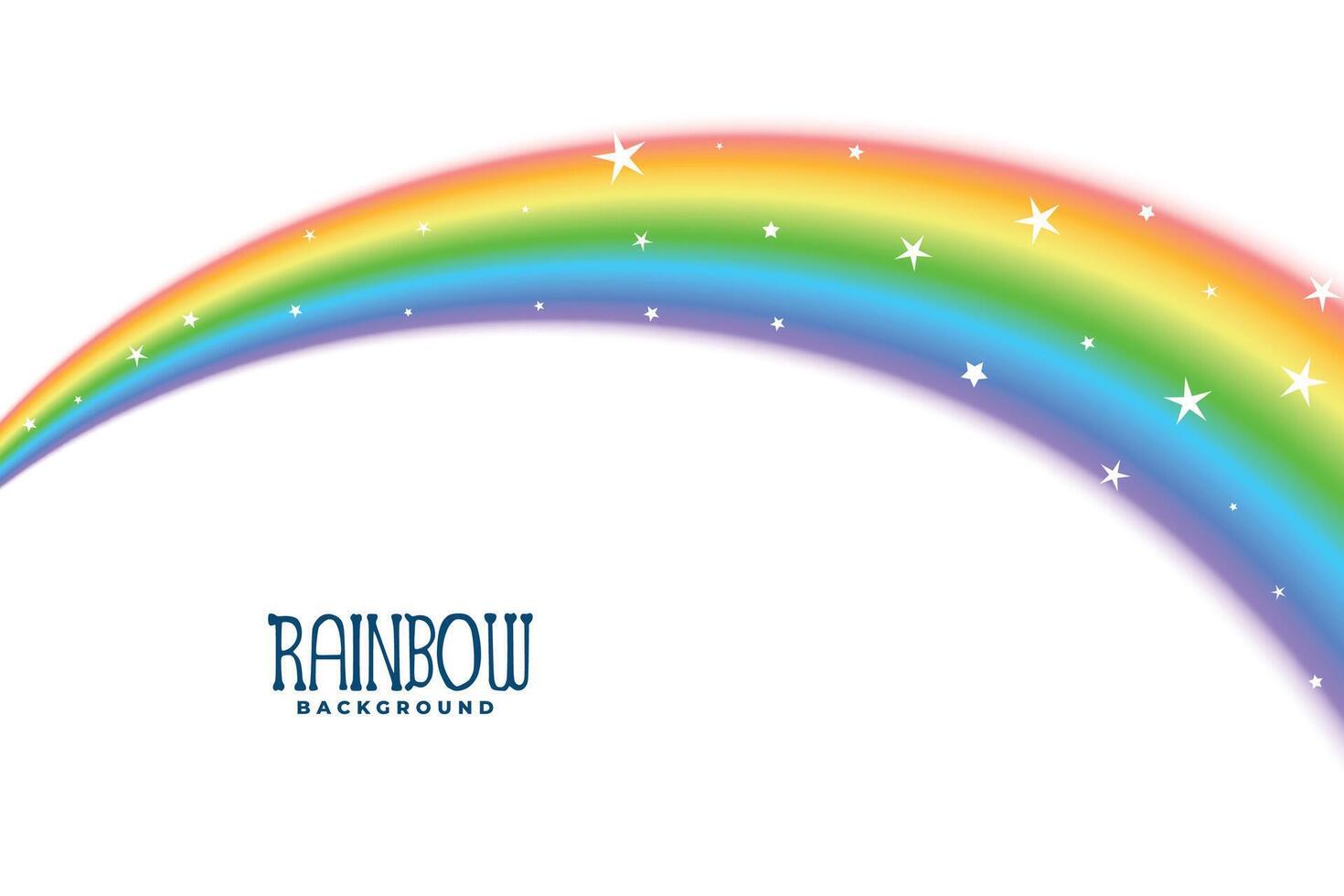 wavy curve rainbow with stars background vector