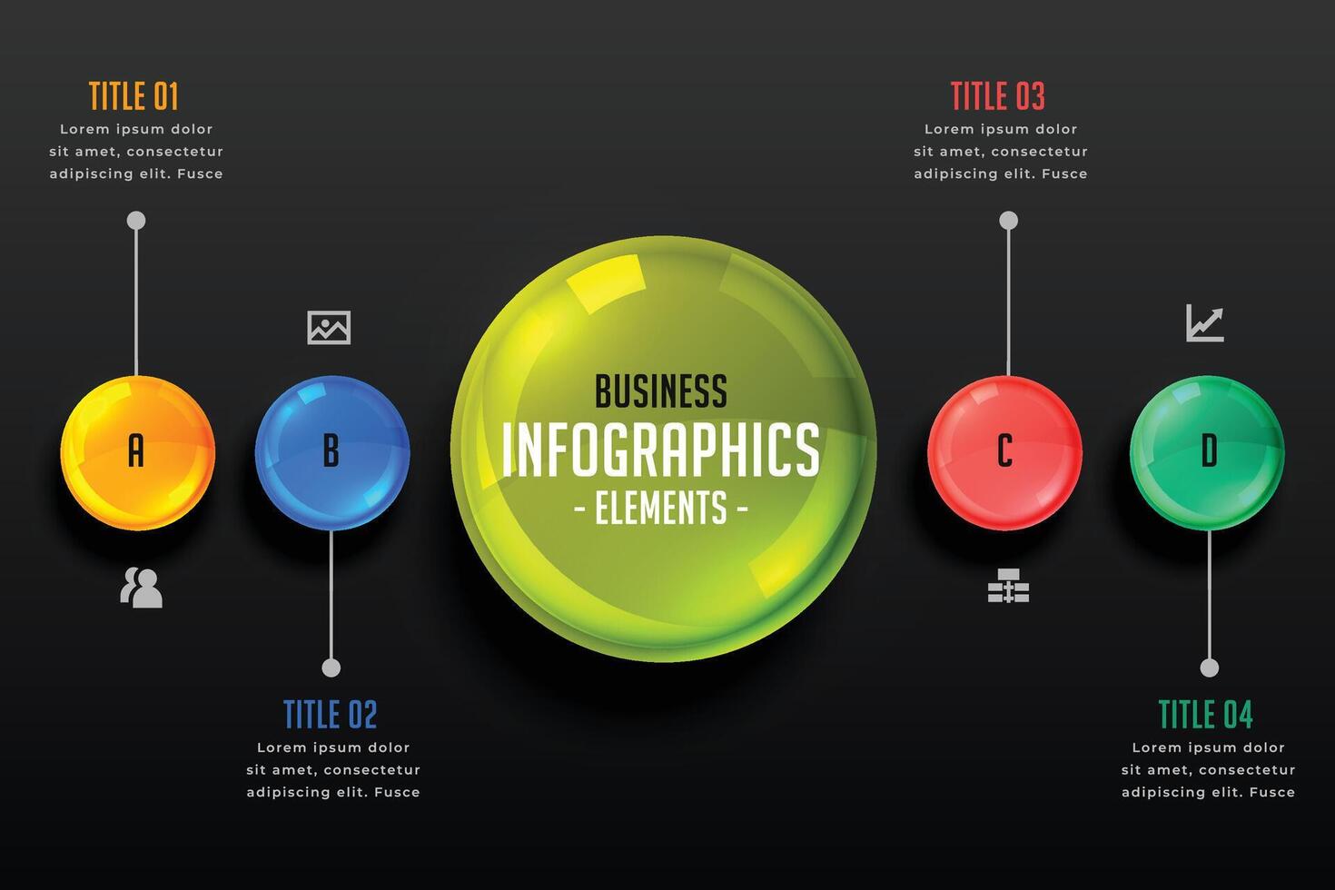 dark theme infographics steps design template vector