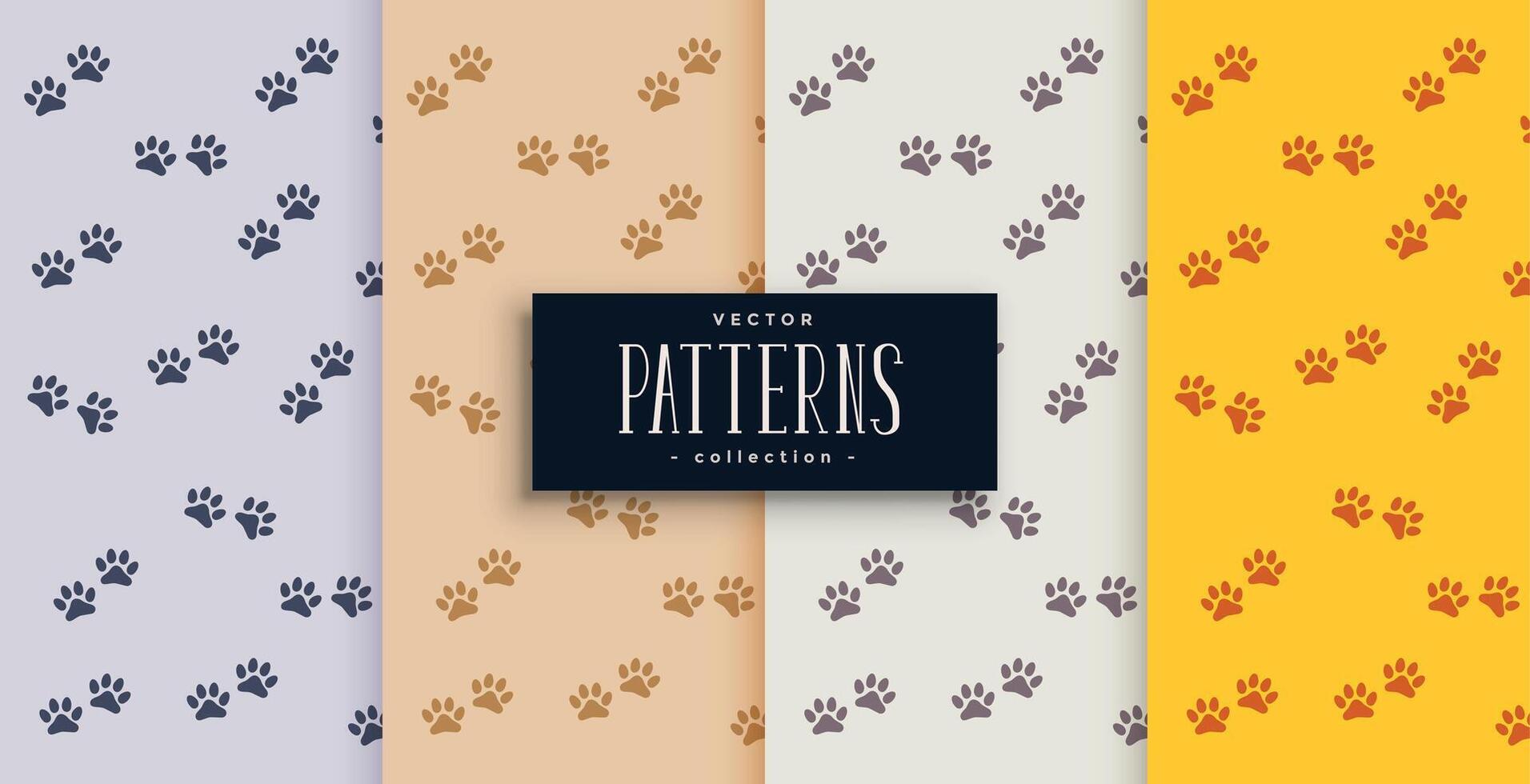 repeated dog or cat paw print pattern set vector