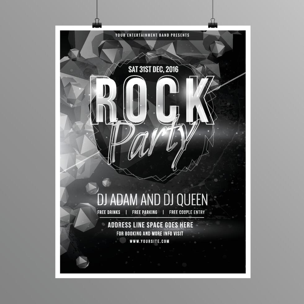 black rock music party flyer poster template vector