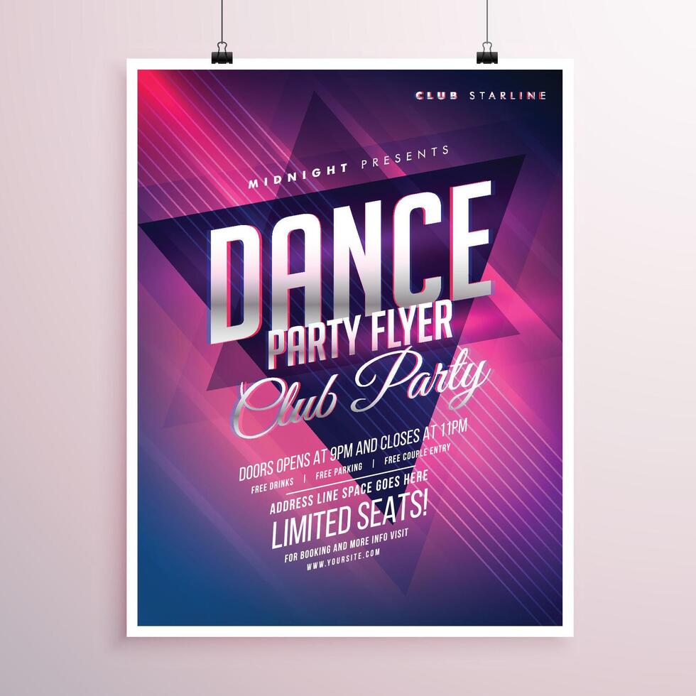 dance club party flyer template vector