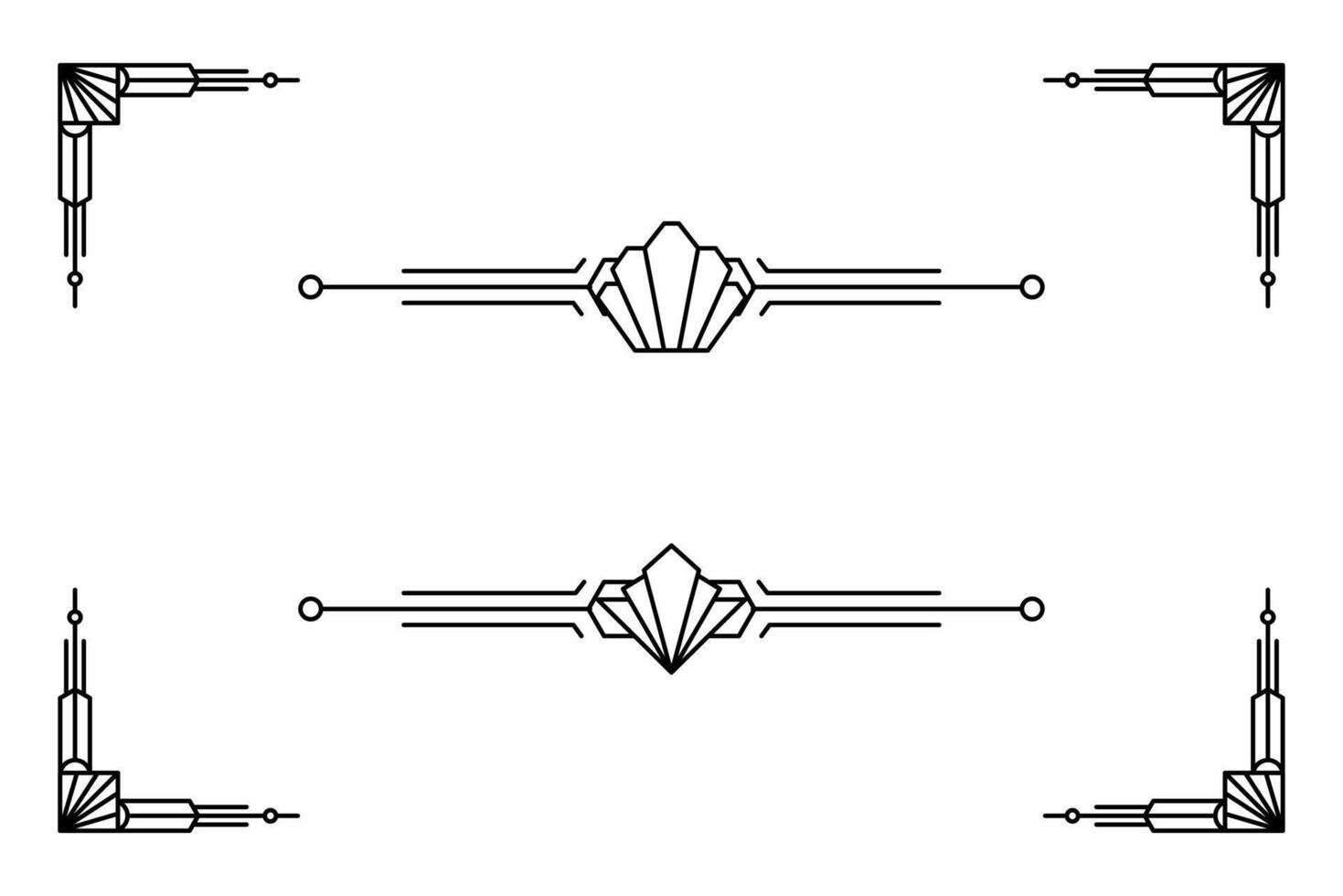 Art deco line border. Modern arabic gold frames, decorative lines borders and geometric golden label frame design elements vector