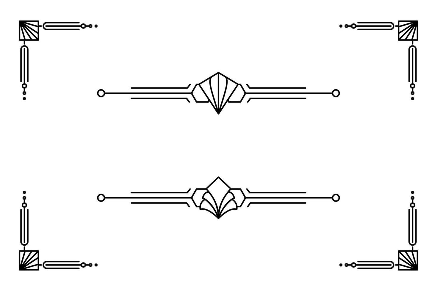 Art deco line border. Modern arabic gold frames, decorative lines borders and geometric golden label frame design elements vector