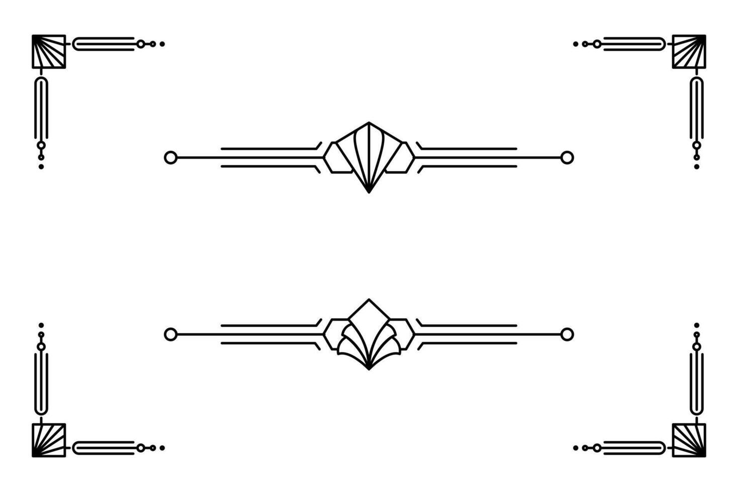 Arte deco línea borde. moderno Arábica oro marcos, decorativo líneas fronteras y geométrico dorado etiqueta marco diseño elementos vector