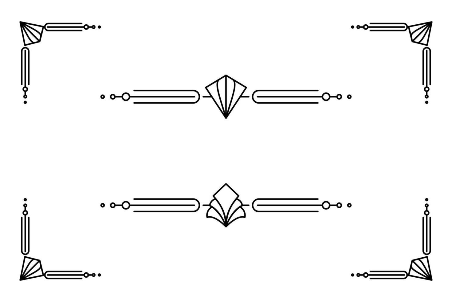 Art deco line border. Modern arabic gold frames, decorative lines borders and geometric golden label frame design elements vector