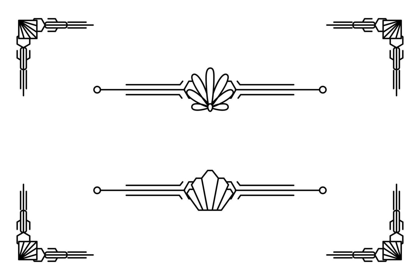 Art deco line border. Modern arabic gold frames, decorative lines borders and geometric golden label frame design elements vector