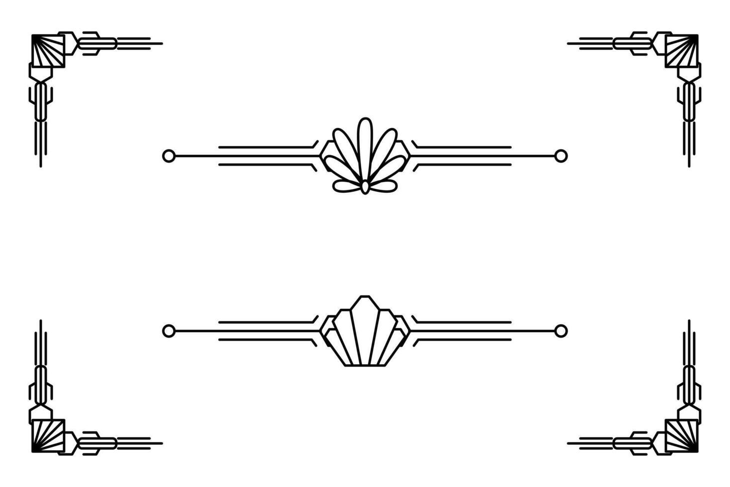 Arte deco línea borde. moderno Arábica oro marcos, decorativo líneas fronteras y geométrico dorado etiqueta marco diseño elementos vector