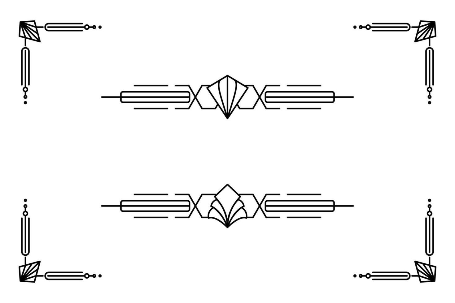 Art deco line border. Modern arabic gold frames, decorative lines borders and geometric golden label frame design elements vector