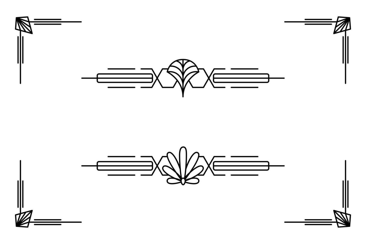 Art deco line border. Modern arabic gold frames, decorative lines borders and geometric golden label frame design elements vector