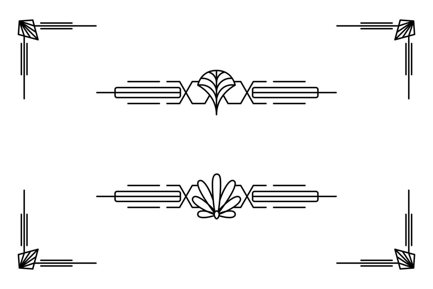 Art deco line border. Modern arabic gold frames, decorative lines borders and geometric golden label frame design elements vector