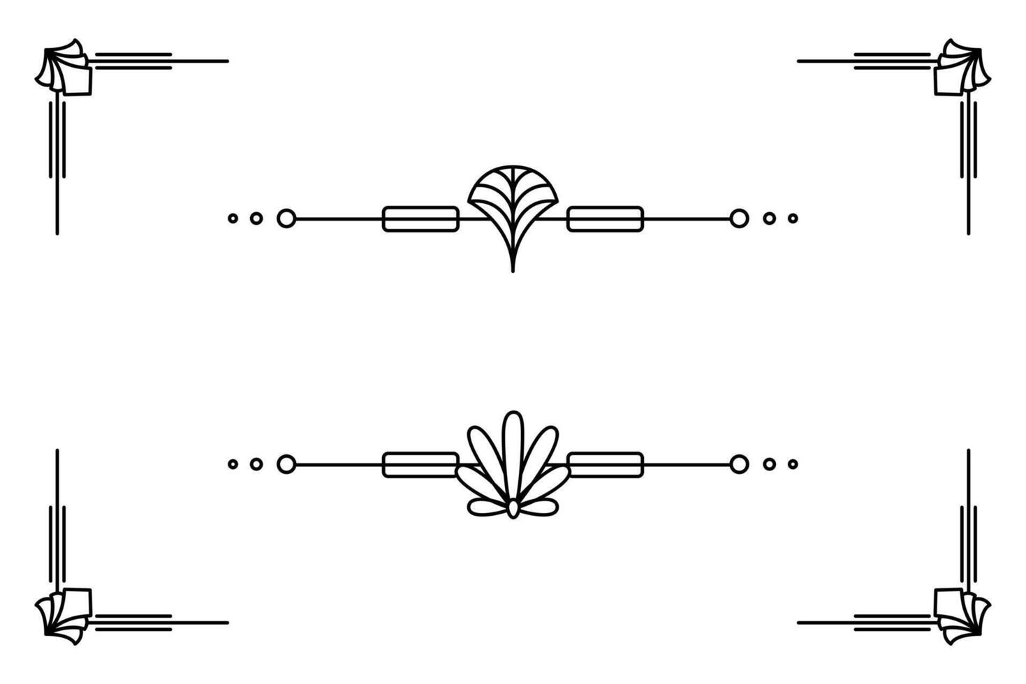Art deco line border. Modern arabic gold frames, decorative lines borders and geometric golden label frame design elements vector