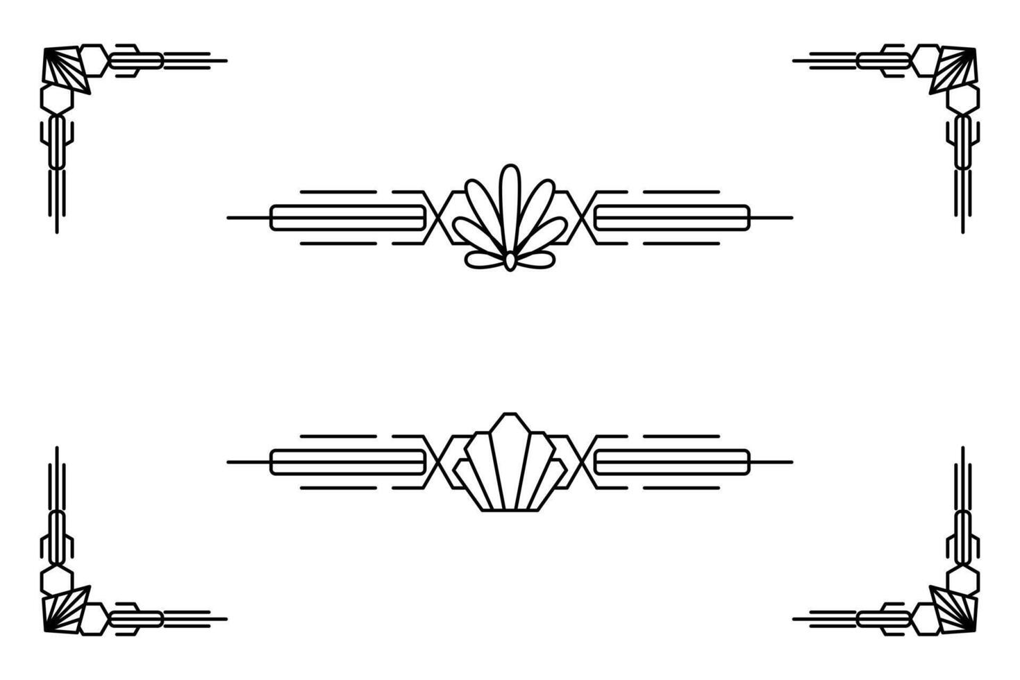 Art deco line border. Modern arabic gold frames, decorative lines borders and geometric golden label frame design elements vector