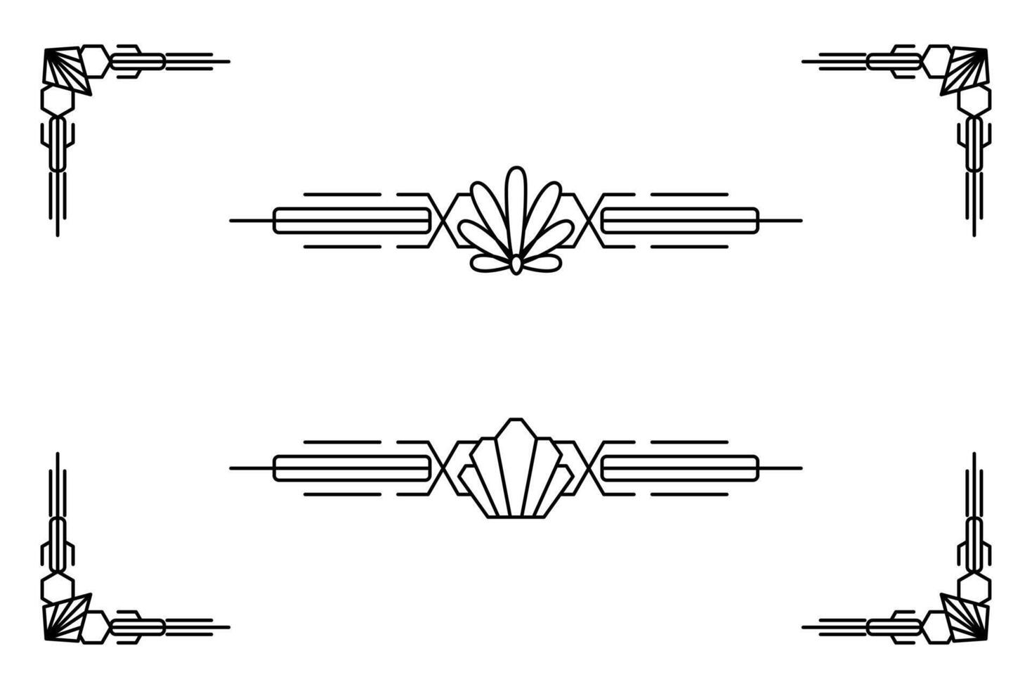 Arte deco línea borde. moderno Arábica oro marcos, decorativo líneas fronteras y geométrico dorado etiqueta marco diseño elementos vector