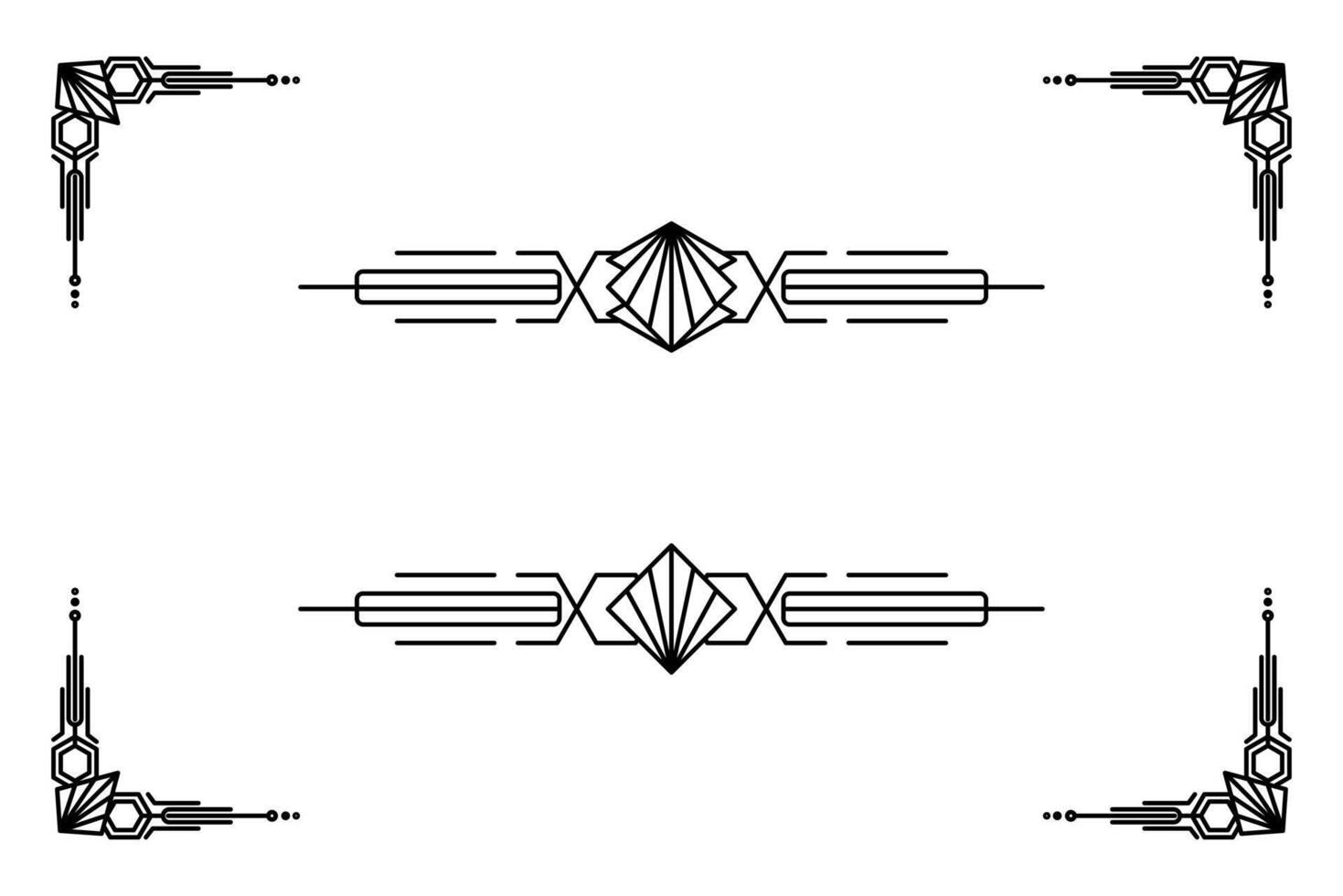 Art deco line border. Modern arabic gold frames, decorative lines borders and geometric golden label frame design elements vector