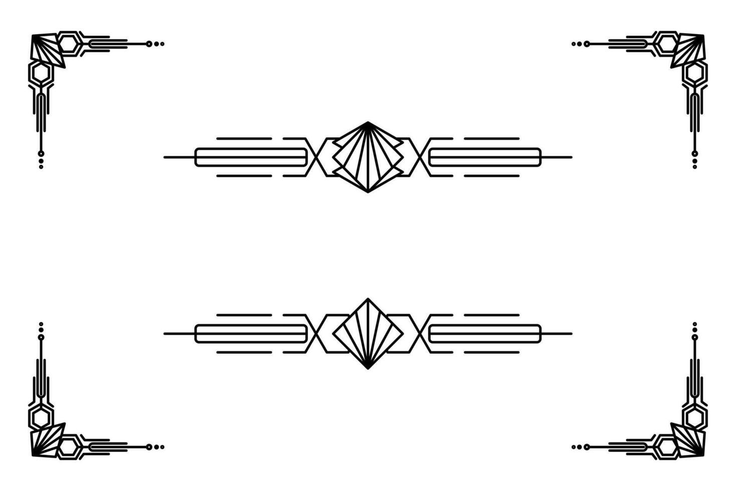 Arte deco línea borde. moderno Arábica oro marcos, decorativo líneas fronteras y geométrico dorado etiqueta marco diseño elementos vector