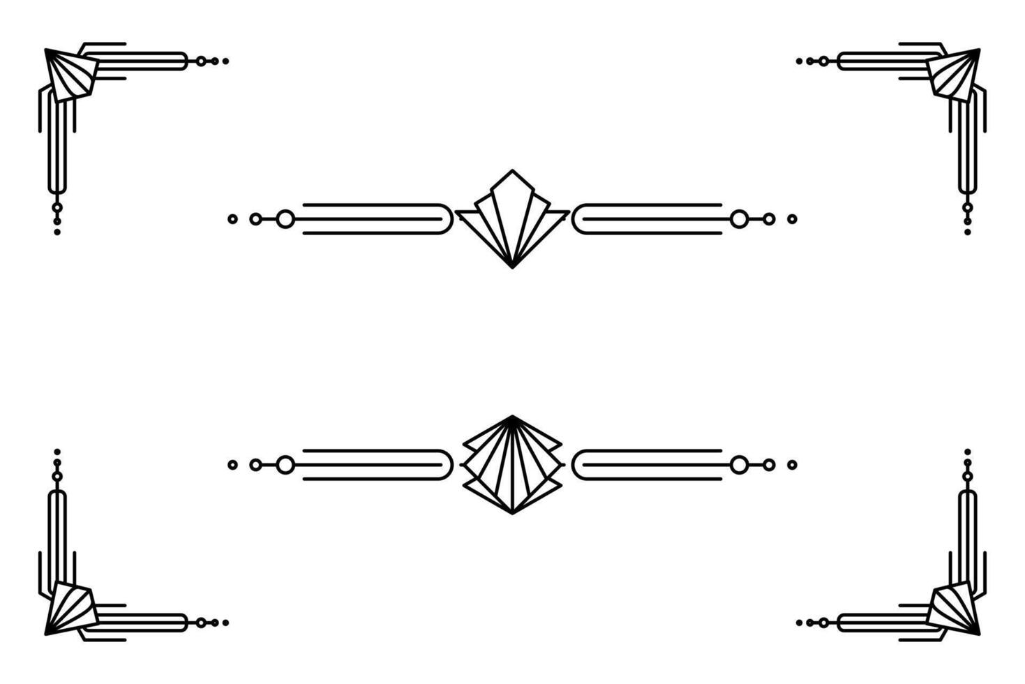 Arte deco línea borde. moderno Arábica oro marcos, decorativo líneas fronteras y geométrico dorado etiqueta marco diseño elementos vector