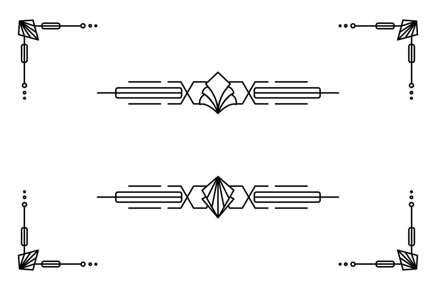 Art deco line border. Modern arabic gold frames, decorative lines borders and geometric golden label frame design elements vector