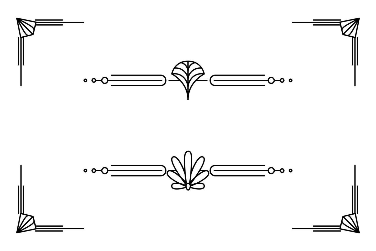 Art deco line border. Modern arabic gold frames, decorative lines borders and geometric golden label frame design elements vector