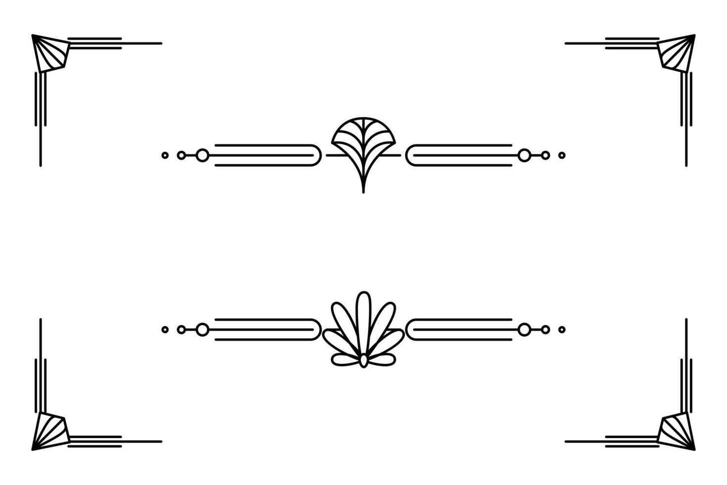 Arte deco línea borde. moderno Arábica oro marcos, decorativo líneas fronteras y geométrico dorado etiqueta marco diseño elementos vector