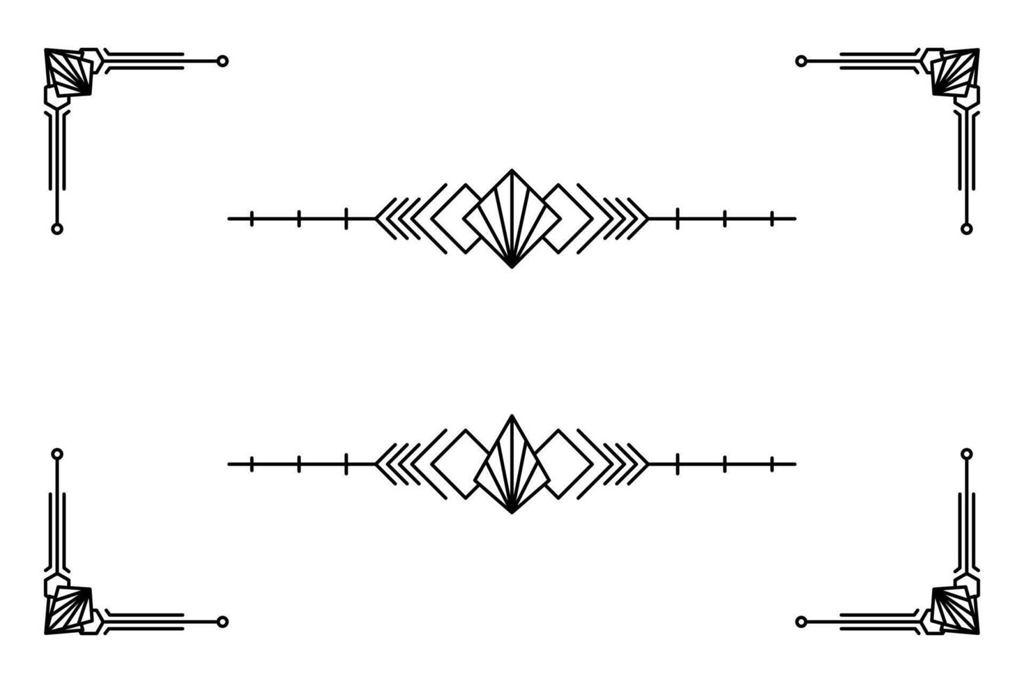 Art deco line border. Modern arabic gold frames, decorative lines borders and geometric golden label frame design elements vector