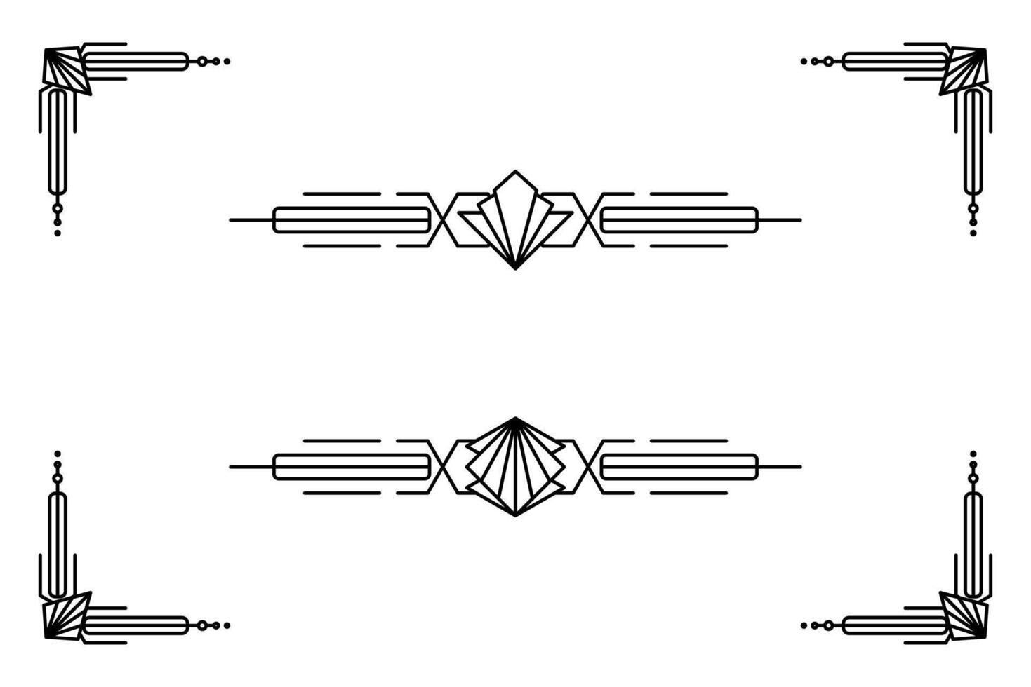 Art deco line border. Modern arabic gold frames, decorative lines borders and geometric golden label frame design elements vector