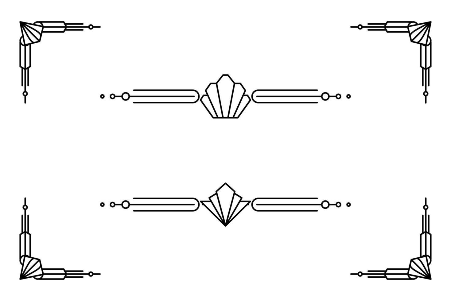 Art deco line border. Modern arabic gold frames, decorative lines borders and geometric golden label frame design elements vector