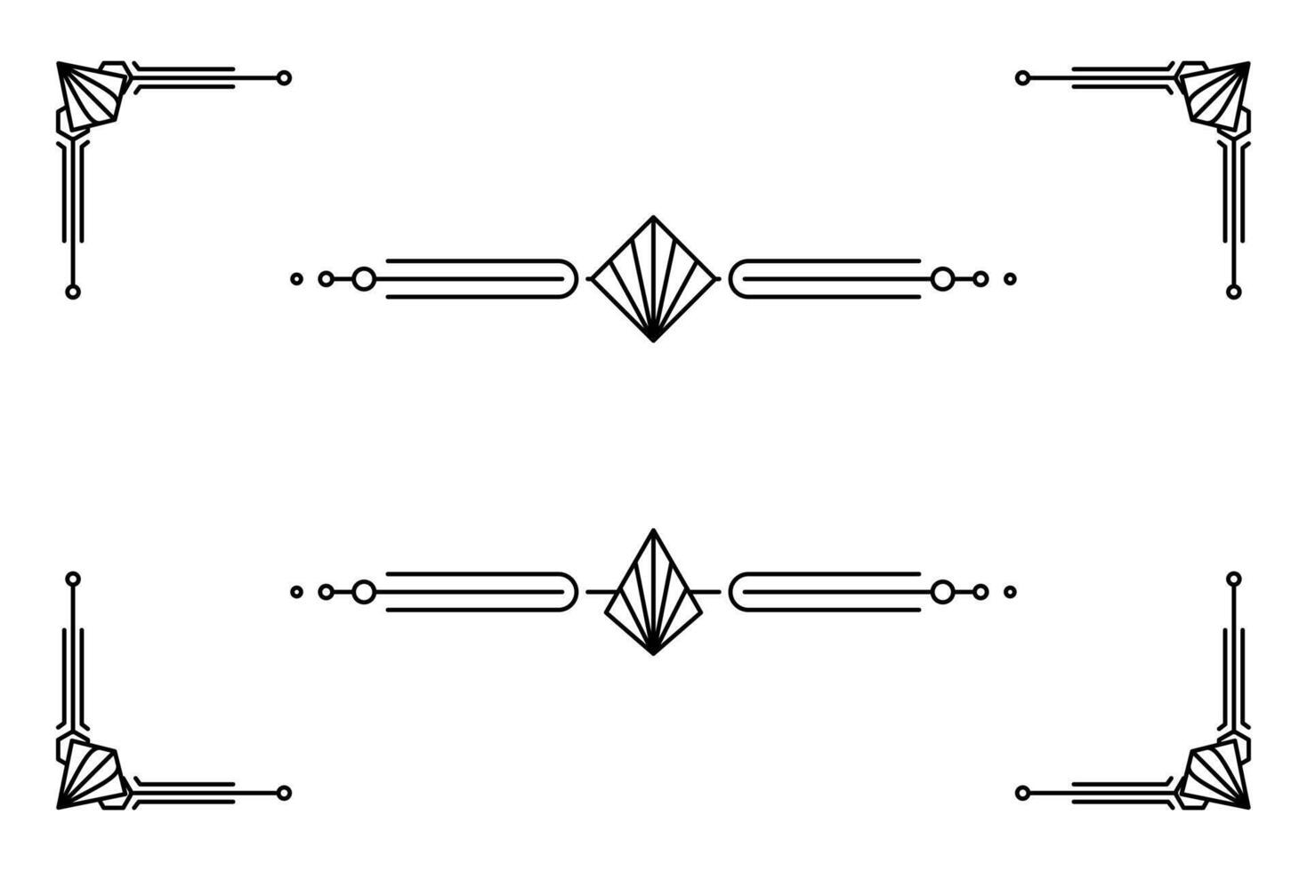 Art deco line border. Modern arabic gold frames, decorative lines borders and geometric golden label frame design elements vector